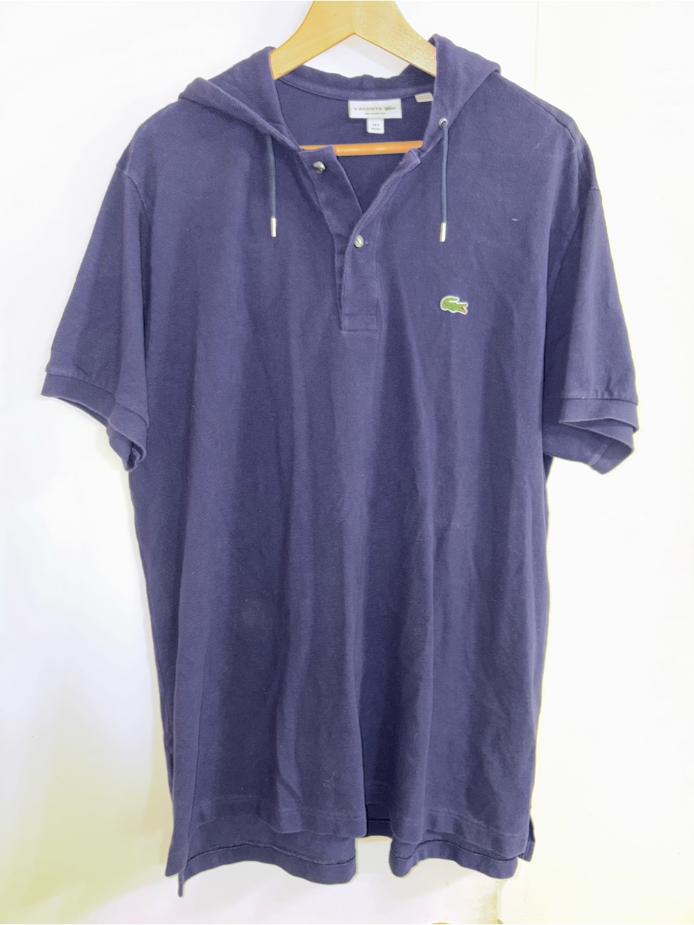 Lacoste Men's Navy Hooded Polo with Green Croc
